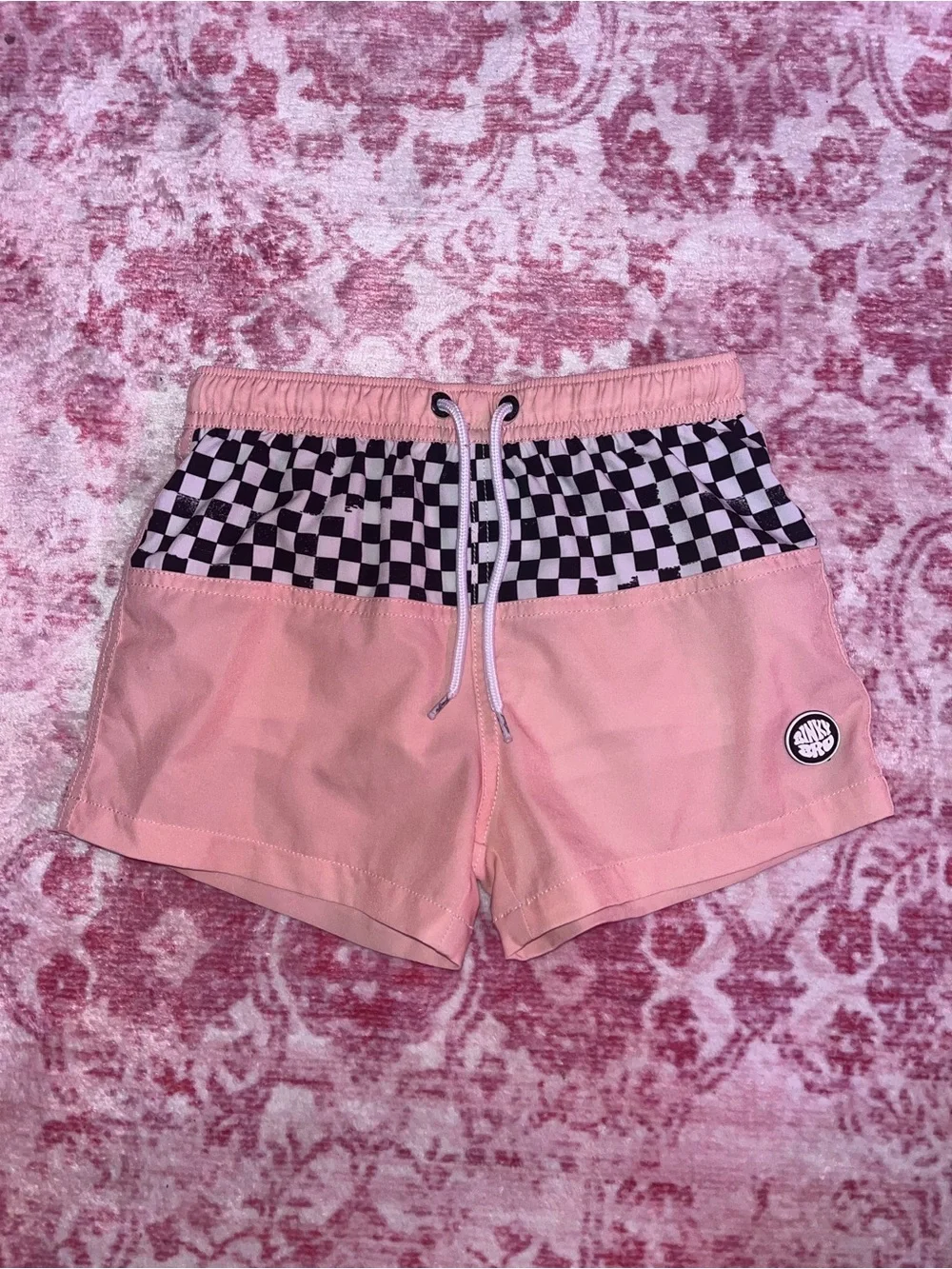 Binky Bro Checkerboard Swim Trunks with Drawstring